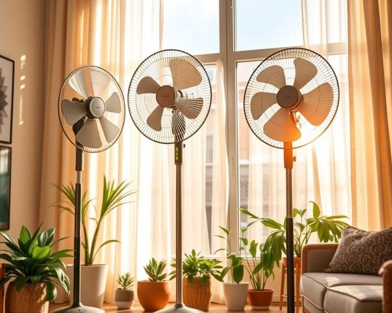 Staande ventilatoren voor verkoeling tijdens de zomer